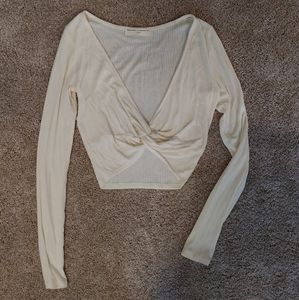 Urban Outfitters Twist Front Long Sleeve Crop Top